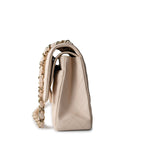 CHANEL Handbag Cream 20C Light Beige Caviar Quilted Classic Flap Medium Light Gold Hardware - Redeluxe