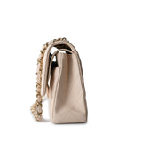CHANEL Handbag Cream 20C Light Beige Caviar Quilted Classic Flap Medium Light Gold Hardware - Redeluxe