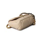 CHANEL Handbag Cream 21B Beige Lambskin Quilted 19 Flap Small Mixed Hardware - Redeluxe