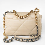 CHANEL Handbag Cream 22S Beige Lambskin Quilted Small 19 Flap Mixed Hardware - Redeluxe