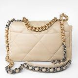 CHANEL Handbag Cream 22S Beige Lambskin Quilted Small 19 Flap Mixed Hardware - Redeluxe