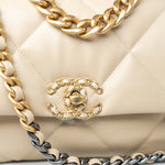 CHANEL Handbag Cream 22S Beige Lambskin Quilted Small 19 Flap Mixed Hardware - Redeluxe