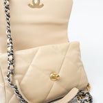 CHANEL Handbag Cream 22S Beige Lambskin Quilted Small 19 Flap Mixed Hardware - Redeluxe