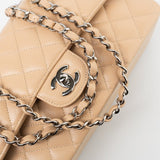 CHANEL Handbag Cream Beige Clair Caviar Quilted Classic Flap Medium Silver Hardware - Redeluxe