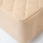 CHANEL Handbag Cream Beige Clair Caviar Quilted Classic Flap Small Silver Hardware - Redeluxe