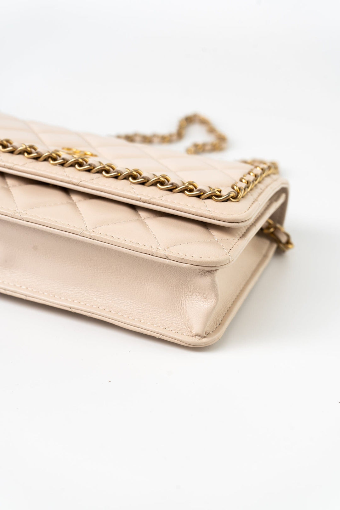Buy Luxury Lambskin Quilted Chain Around Wallet On Chain WOC Aged Gold ...