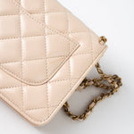 CHANEL Handbag Cream Nude/ Ecru Lambskin Quilted Chain Around Wallet On Chain WOC Aged Gold Hardware - Redeluxe