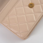 CHANEL Handbag Cream Nude/ Ecru Lambskin Quilted Chain Around Wallet On Chain WOC Aged Gold Hardware - Redeluxe