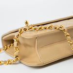 CHANEL Handbag Cream Vintage Beige Double Turnlock Single Flap Briefcase Bag Gold Hardware - Redeluxe