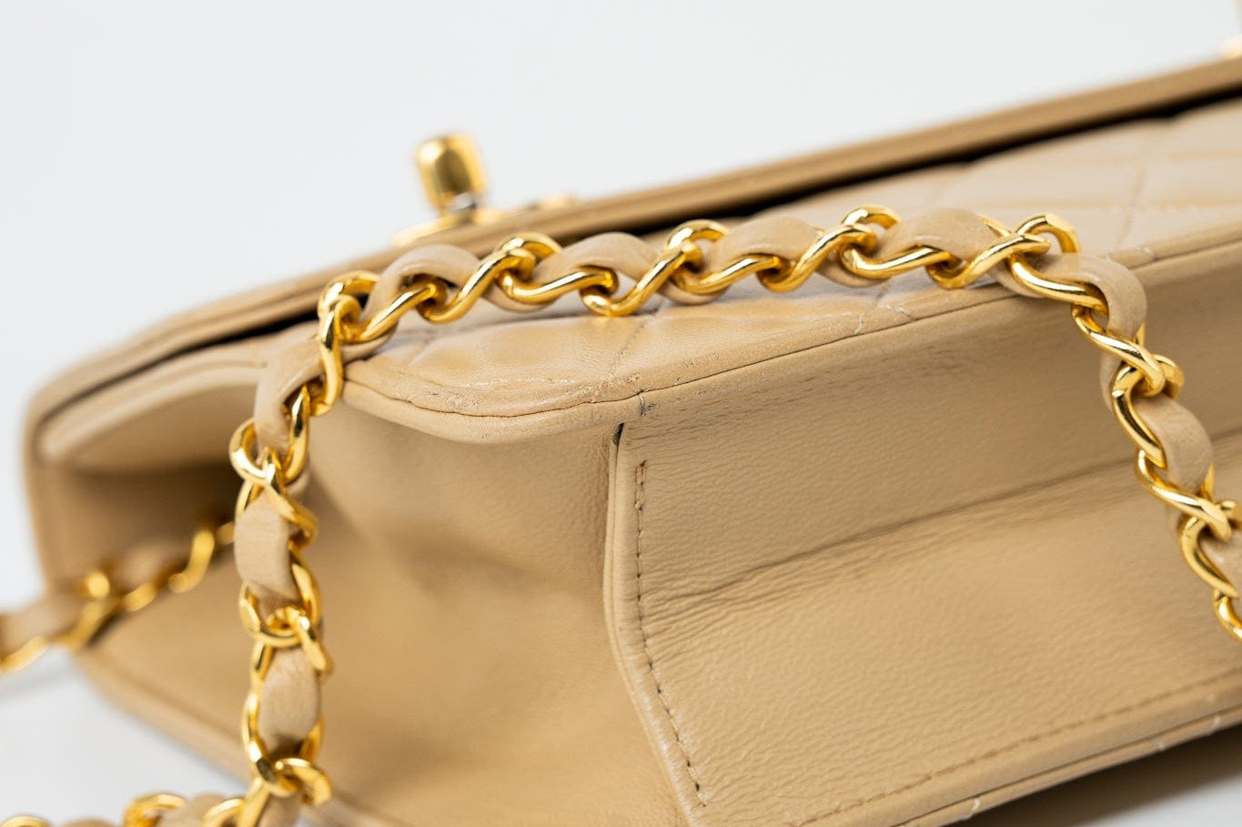CHANEL Handbag Cream Vintage Beige Double Turnlock Single Flap Briefcase Bag Gold Hardware - Redeluxe