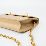 CHANEL Handbag Cream Vintage Beige Double Turnlock Single Flap Briefcase Bag Gold Hardware - Redeluxe