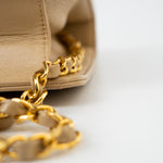CHANEL Handbag Cream Vintage Beige Double Turnlock Single Flap Briefcase Bag Gold Hardware - Redeluxe