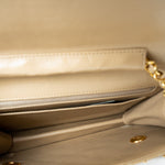 CHANEL Handbag Cream Vintage Beige Double Turnlock Single Flap Briefcase Bag Gold Hardware - Redeluxe