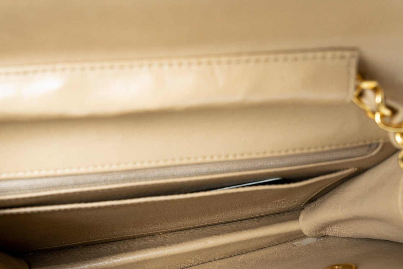 CHANEL Handbag Cream Vintage Beige Double Turnlock Single Flap Briefcase Bag Gold Hardware - Redeluxe