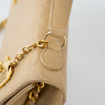 CHANEL Handbag Cream Vintage Beige Double Turnlock Single Flap Briefcase Bag Gold Hardware - Redeluxe