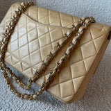 CHANEL Handbag Cream Vintage Beige Lambskin Quilted Classic Flap Medium GHW - Redeluxe