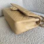 CHANEL Handbag Cream Vintage Beige Lambskin Quilted Classic Flap Medium GHW - Redeluxe