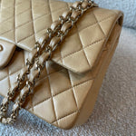CHANEL Handbag Cream Vintage Beige Lambskin Quilted Classic Flap Medium GHW - Redeluxe