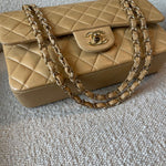 CHANEL Handbag Cream Vintage Beige Lambskin Quilted Classic Flap Medium GHW - Redeluxe