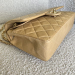CHANEL Handbag Cream Vintage Beige Lambskin Quilted Classic Flap Medium GHW - Redeluxe