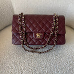 CHANEL Handbag Dark Red/Maroon Caviar Quilted Classic Flap Medium LGHW - Redeluxe