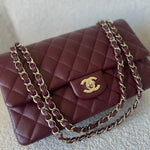CHANEL Handbag Dark Red/Maroon Caviar Quilted Classic Flap Medium LGHW - Redeluxe