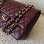 CHANEL Handbag Dark Red/Maroon Caviar Quilted Classic Flap Medium LGHW - Redeluxe