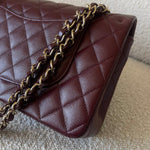 CHANEL Handbag Dark Red/Maroon Caviar Quilted Classic Flap Medium LGHW - Redeluxe