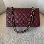 CHANEL Handbag Dark Red/Maroon Caviar Quilted Classic Flap Medium LGHW - Redeluxe