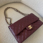 CHANEL Handbag Dark Red/Maroon Caviar Quilted Classic Flap Medium LGHW - Redeluxe