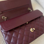 CHANEL Handbag Dark Red/Maroon Caviar Quilted Classic Flap Medium LGHW - Redeluxe