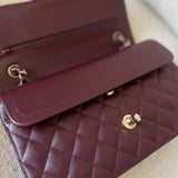 CHANEL Handbag Dark Red/Maroon Caviar Quilted Classic Flap Medium LGHW - Redeluxe