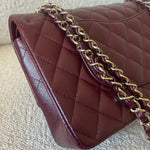 CHANEL Handbag Dark Red/Maroon Caviar Quilted Classic Flap Medium LGHW - Redeluxe