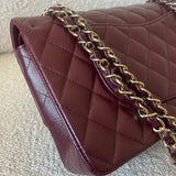 CHANEL Handbag Dark Red/Maroon Caviar Quilted Classic Flap Medium LGHW - Redeluxe