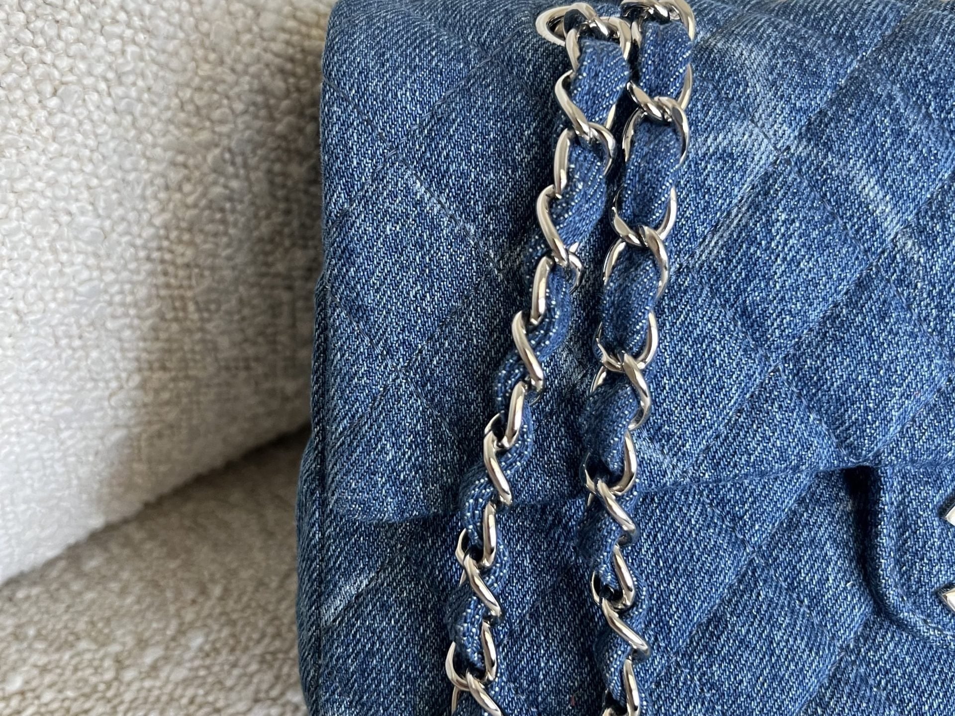 CHANEL Handbag Denim Quilted Single Flap Medium SHW - Redeluxe