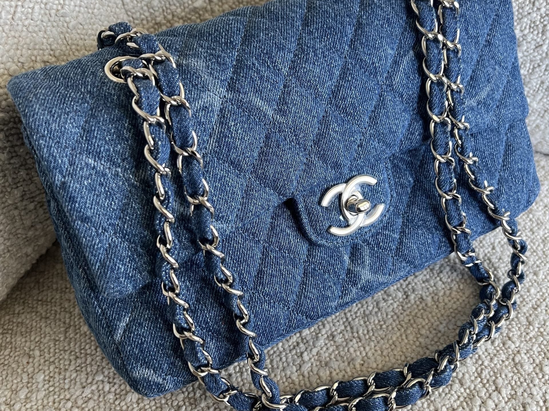 CHANEL Handbag Denim Quilted Single Flap Medium SHW - Redeluxe