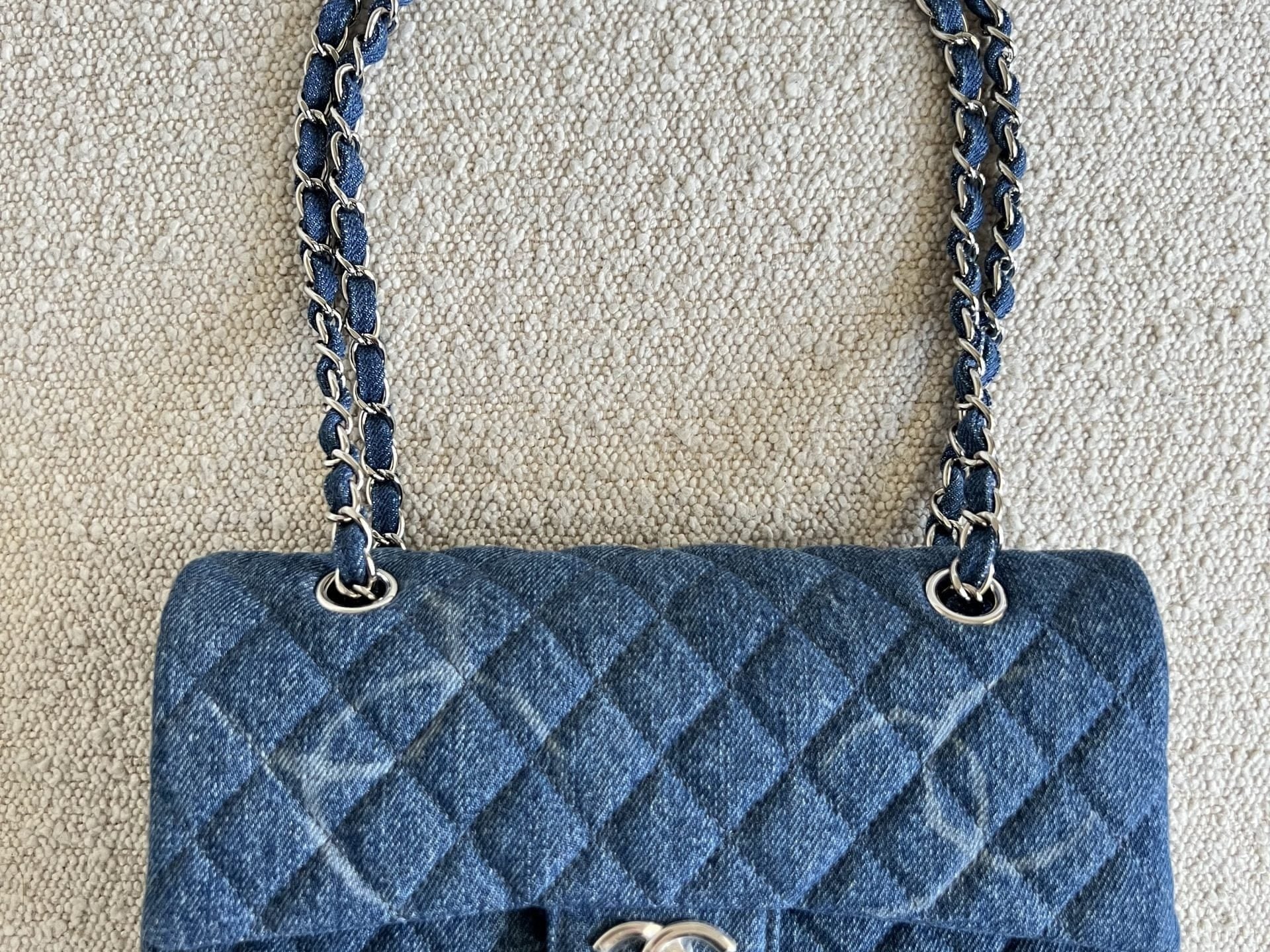 CHANEL Handbag Denim Quilted Single Flap Medium SHW - Redeluxe
