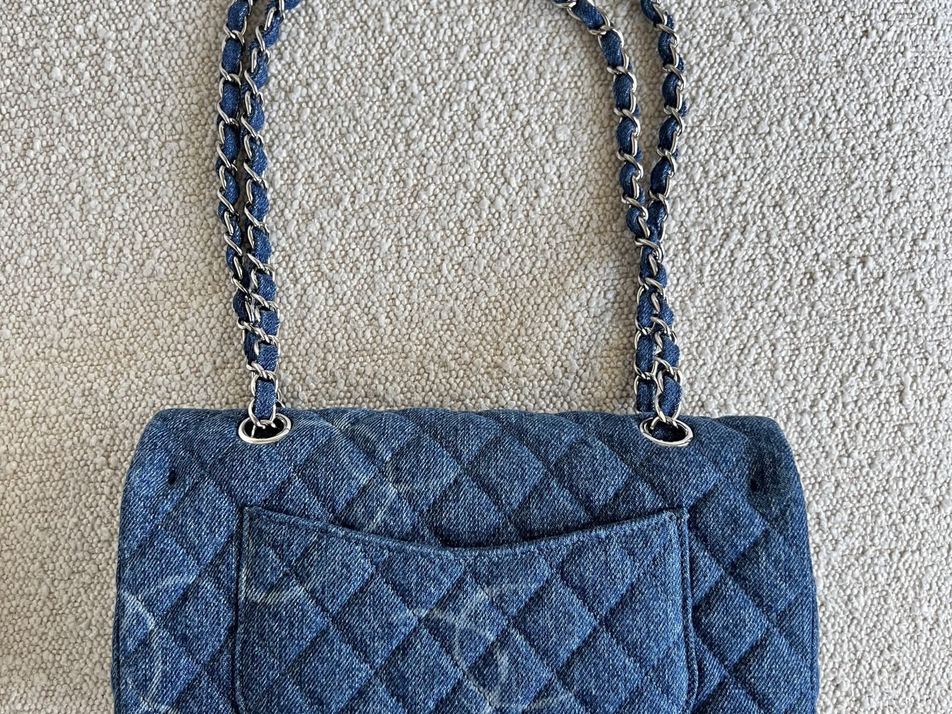 CHANEL Handbag Denim Quilted Single Flap Medium SHW - Redeluxe