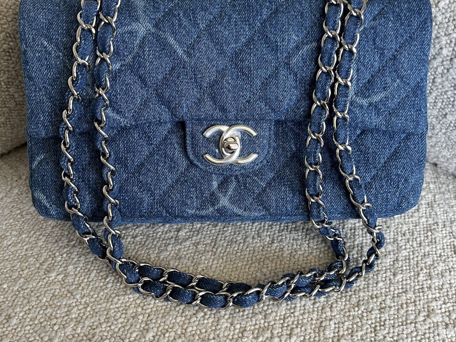 CHANEL Handbag Denim Quilted Single Flap Medium SHW - Redeluxe