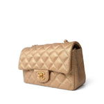 CHANEL Handbag Gold 15C Gold Caviar Quilted Mini Rectangular Flap Antique Gold Hardware - Redeluxe