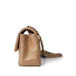 CHANEL Handbag Gold 15C Gold Caviar Quilted Mini Rectangular Flap Antique Gold Hardware - Redeluxe