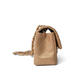 CHANEL Handbag Gold 15C Gold Caviar Quilted Mini Rectangular Flap Antique Gold Hardware - Redeluxe