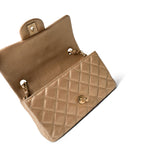 CHANEL Handbag Gold 15C Gold Caviar Quilted Mini Rectangular Flap Antique Gold Hardware - Redeluxe