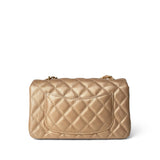 CHANEL Handbag Gold 15C Gold Caviar Quilted Mini Rectangular Flap Antique Gold Hardware - Redeluxe