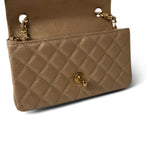 CHANEL Handbag Gold 15C Gold Caviar Quilted Mini Rectangular Flap Antique Gold Hardware - Redeluxe