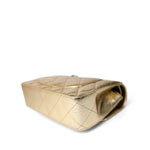 CHANEL Handbag Gold / Classic Flap Metallic Hammered Gold Calfskin Quilted Small Double Flap Gold/Black - Redeluxe
