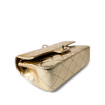CHANEL Handbag Gold / Classic Flap Metallic Hammered Gold Calfskin Quilted Small Double Flap Gold/Black - Redeluxe