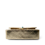 CHANEL Handbag Gold / Classic Flap Metallic Hammered Gold Calfskin Quilted Small Double Flap Gold/Black - Redeluxe