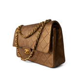 CHANEL Handbag Gold / Classic flap Vintage Gold Lambskin Quilted Classic Flap Medium Gold Hardware - Redeluxe