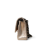CHANEL Handbag Gold Gold Metallic Lambskin Quilted Classic Flap Medium Gold / Black - Redeluxe